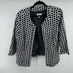 Dress Barn Women’s 2X Black And White Polka Dot Blazer Jacket Front Pockets